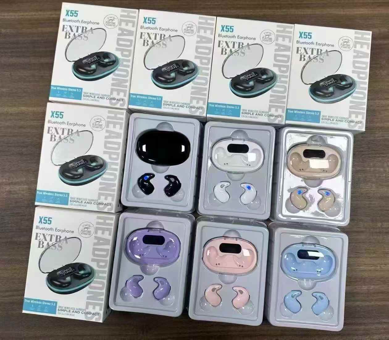 X55 New Wireless Bluetooth Headphones with Noise Cancelling and Sleep Function Earbuds wholesale - Image 2