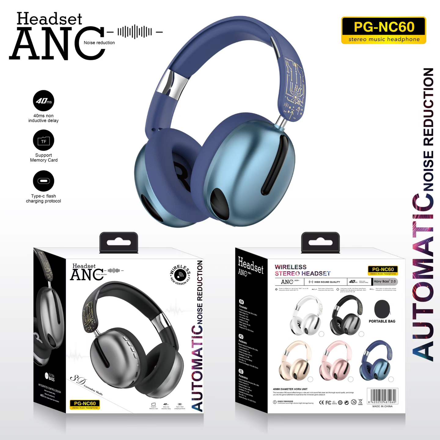 PG-NC60 Bluetooth headphones Premium Build Quality, Competitive Wholesale Price MOQ 100PCS - Image 4