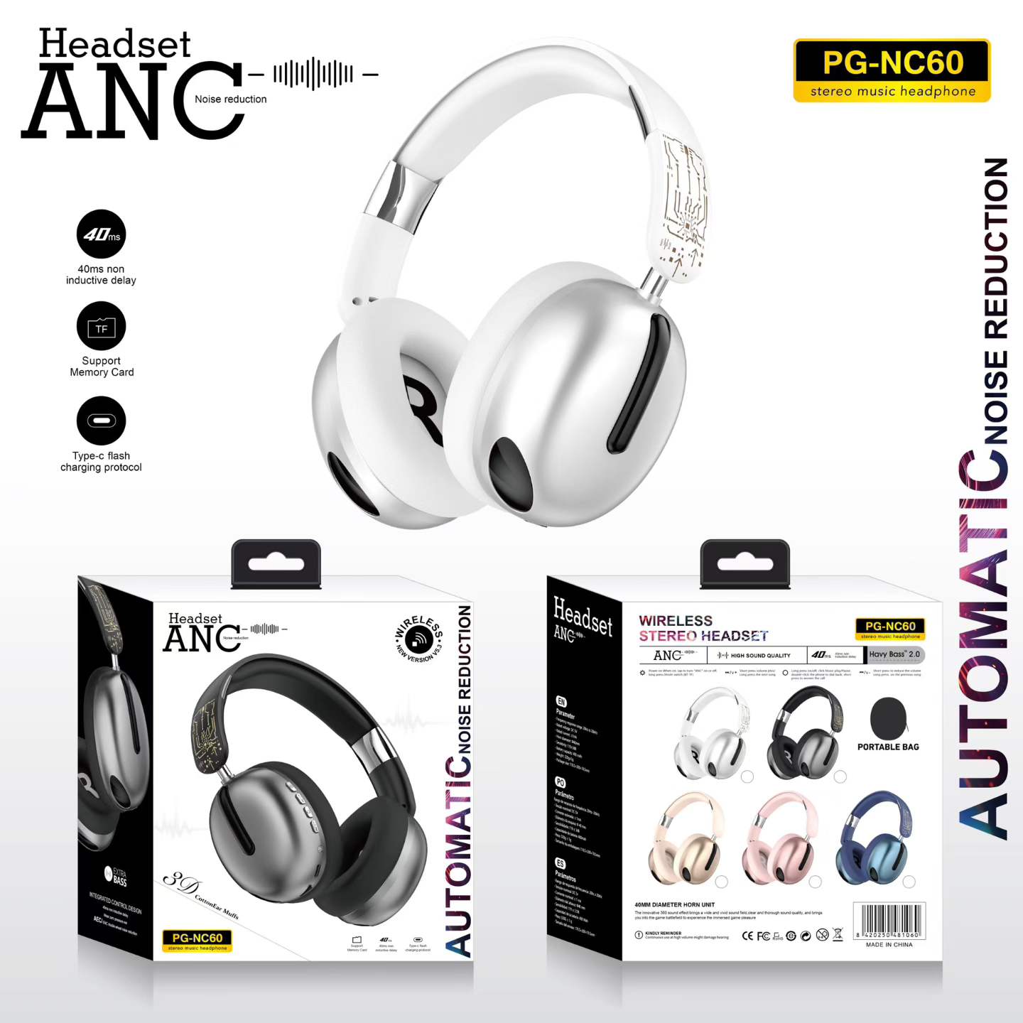 PG-NC60 Bluetooth headphones Premium Build Quality, Competitive Wholesale Price MOQ 100PCS - Image 5