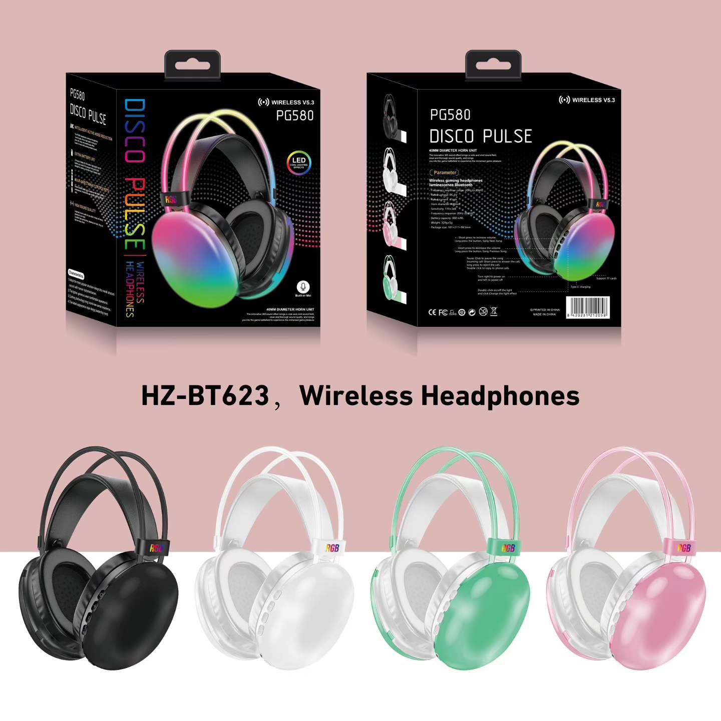 PG580 MOQ 100pcs Fast Delivery Bluetooth Headphones Supplier | Ready to Ship Wireless Headsets - Image 2