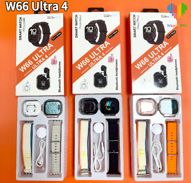 W66 Ultra 4 smart watch with earphones set