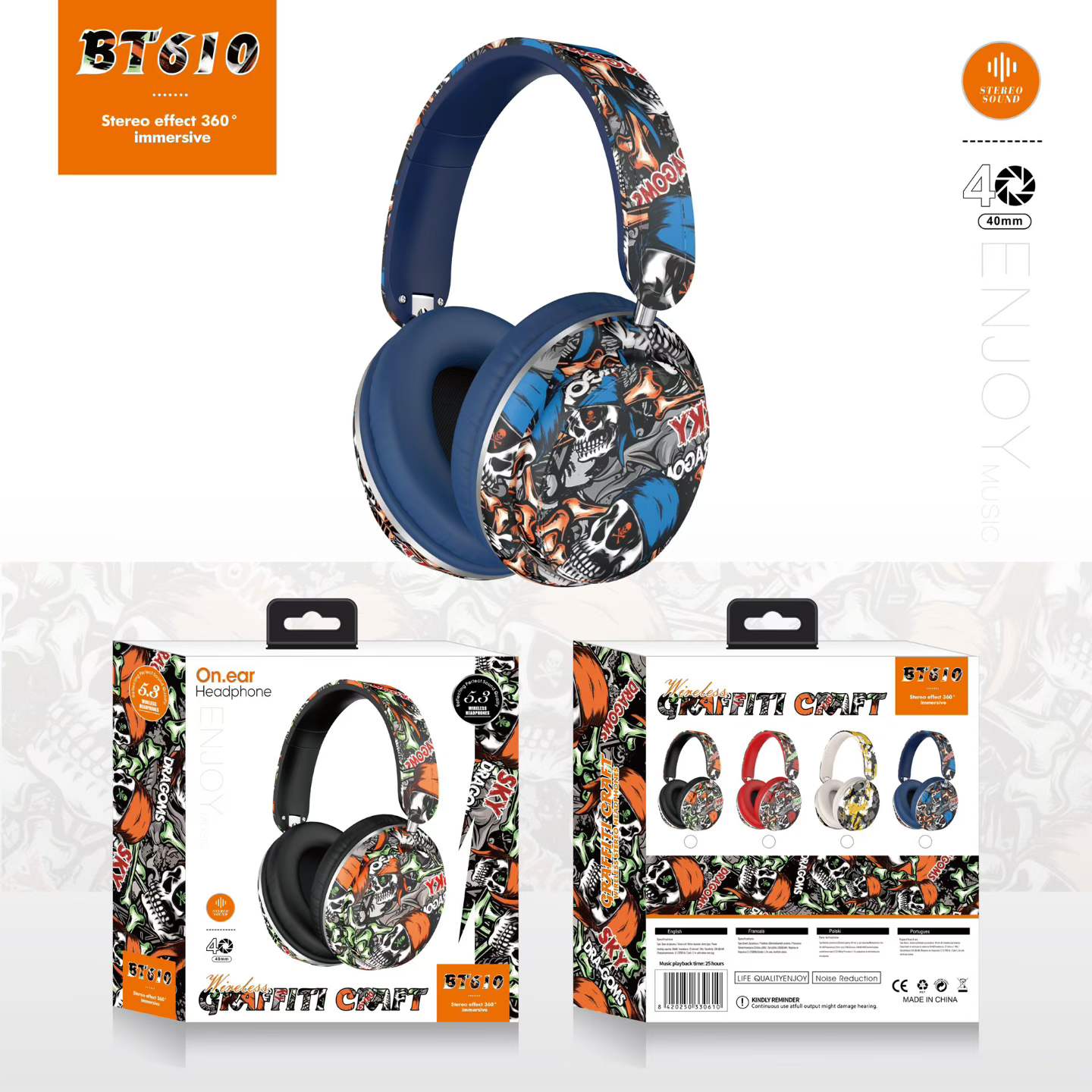 BT610 MOQ 100pcs Bluetooth Headphones Wholesale Supplier for Retail Stores | Fast Shipping Available - Image 3