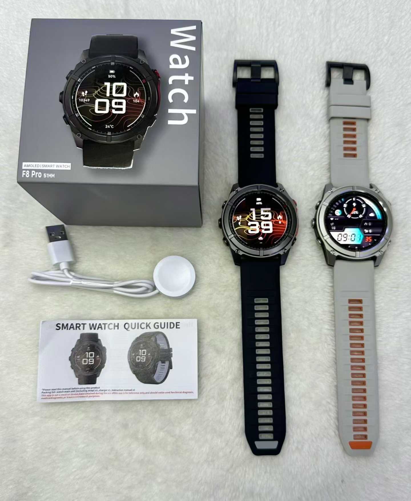F8 PRO MOQ 100 Smart watch Wholesale AMOLED vibrant display, ultra-long standby time, Bluetooth calling.